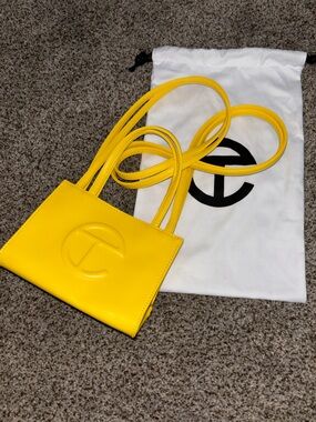 Telfar Bright Yellow Leather Small Icon Crossbody
